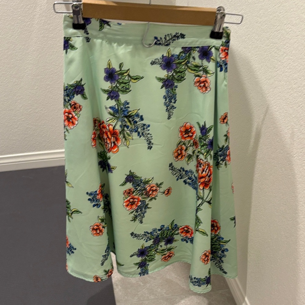 Modcloth Mint Floral Midi Skirt